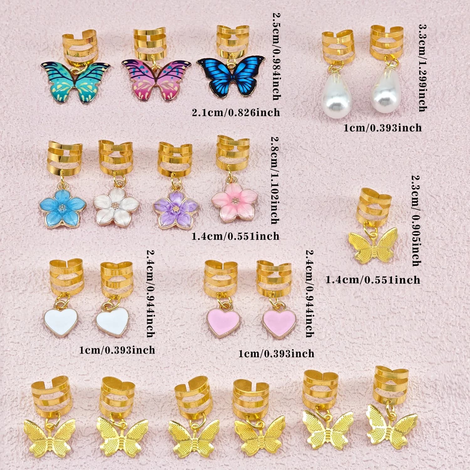 Pinces tressées papillon en cristal, 20 pièces, accessoires pour cheveux, Dreadlock, pendentif papil