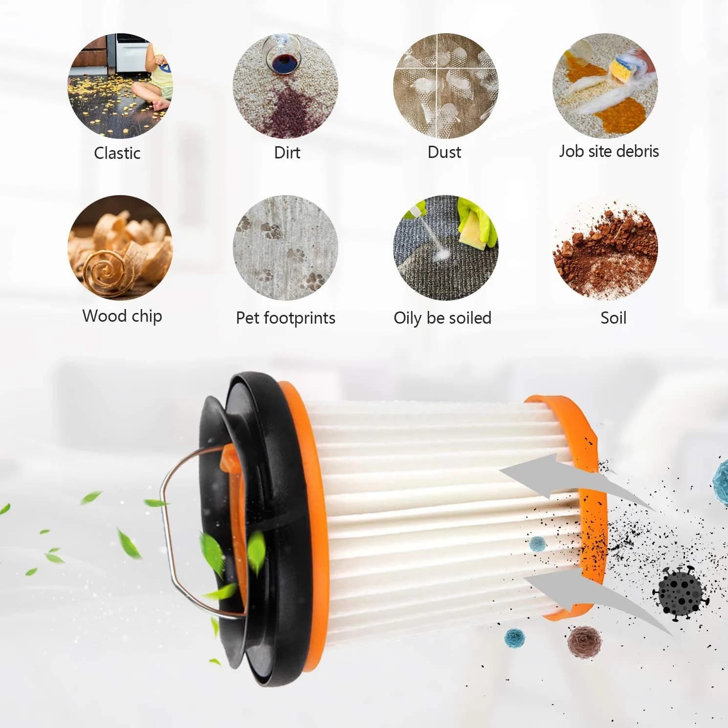 Lot de 8 filtres d'aspirateur en tissu de rechange pour Shlavabo ION W1 S87, sans fil, WV200, WV201,
