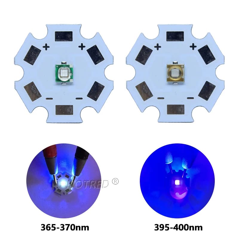 Perles lumineuses à puce haute puissance, ultra verre, diode violette, UV LED, 1W, 3W XPE 3535, 365n