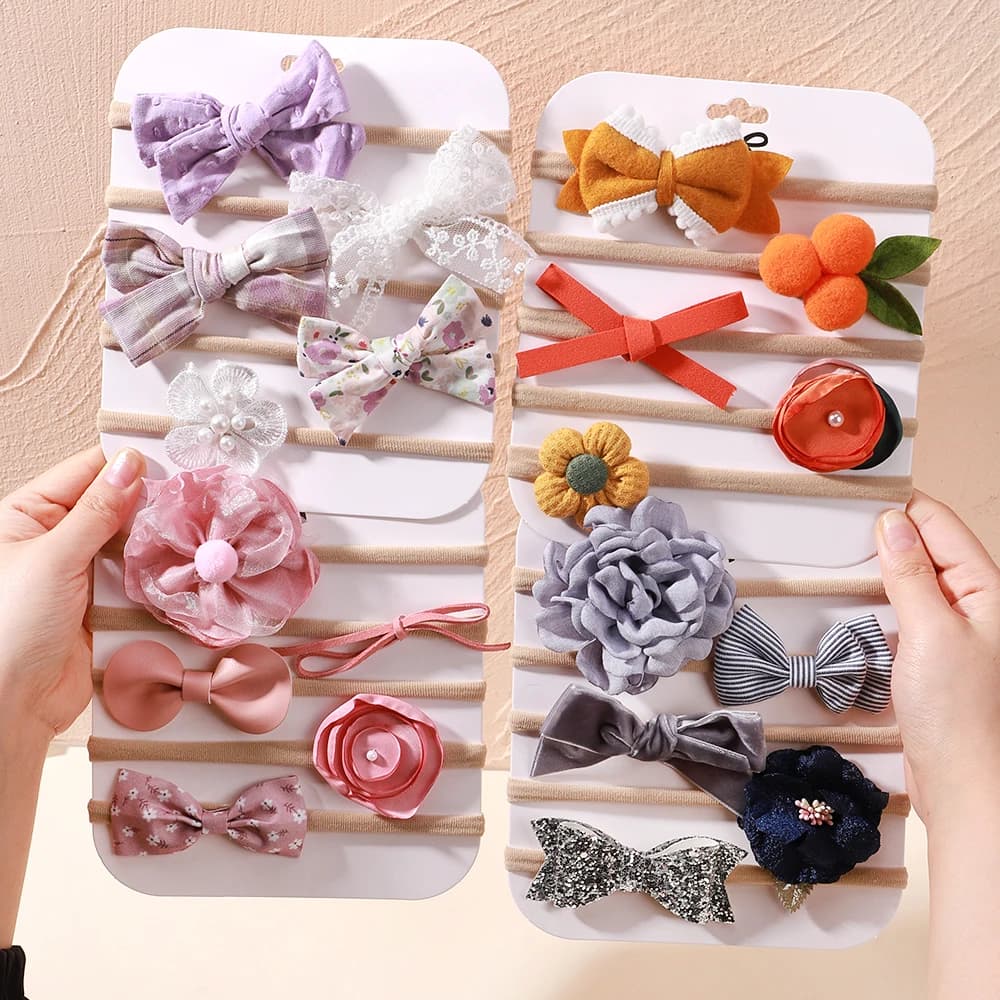 Bande de sauna en nylon élastique pour bébé, nœud en dentelle florale pour nouveau-né, bandes de che