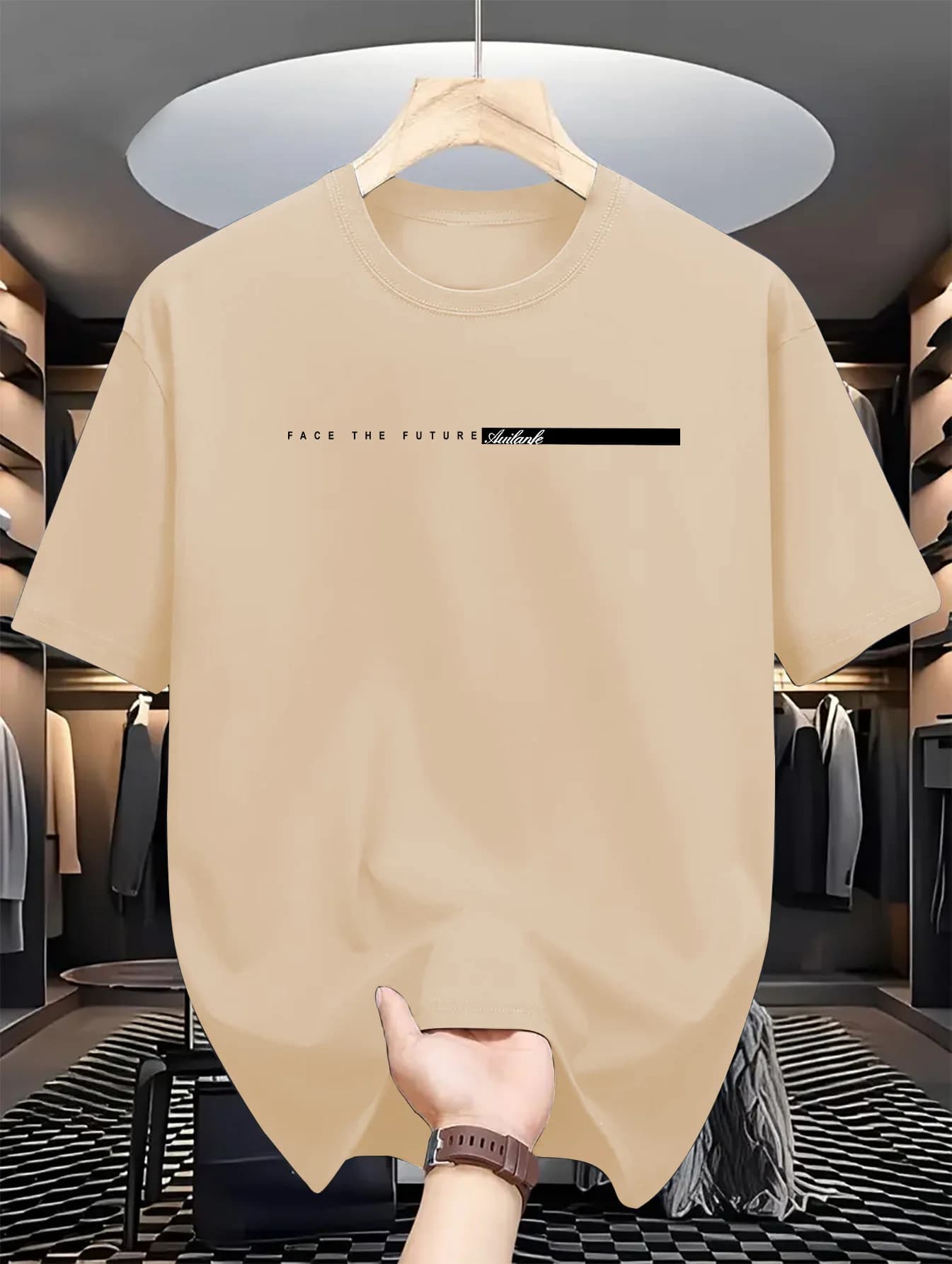 T-shirt à Manches Courtes et Col Rond pour Homme, Haut Décontracté, Coupe Ample, Grande Lettre Impri