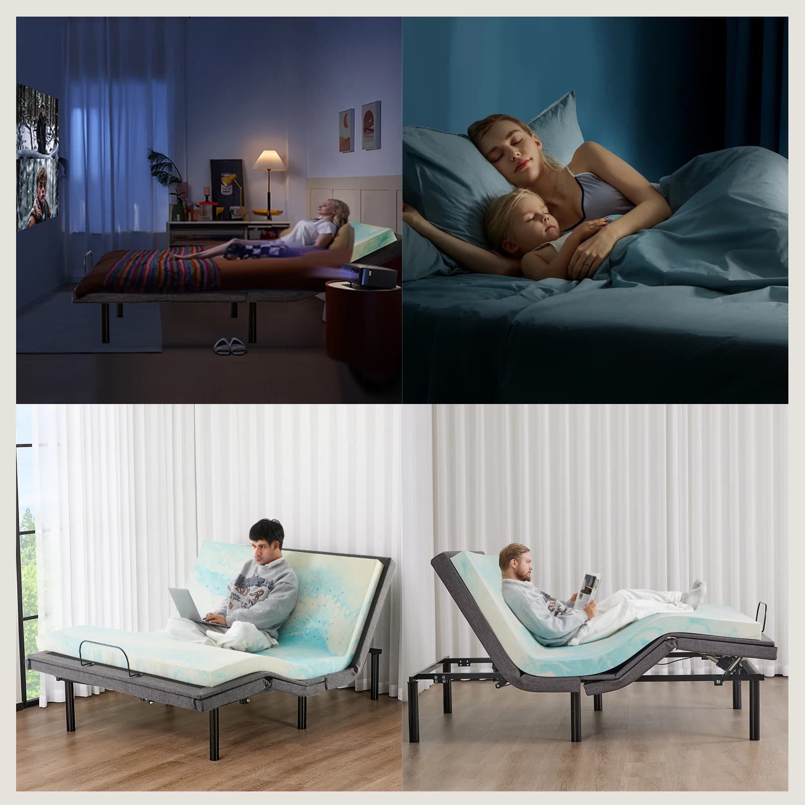 JHK lit Queen Size électrique cadre de lit ergonomique réglable avec télécommande sans fil lit zéro 