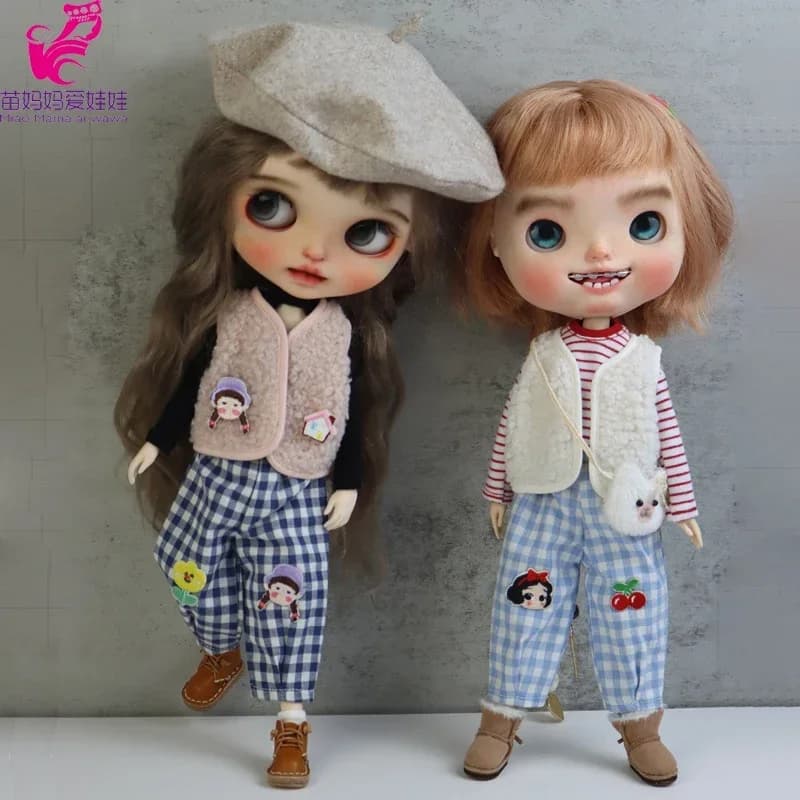 Blythe-Salopette à carreaux avec glaand, vêtements de beurre, pantalons pour beurre, tenues Azone, O