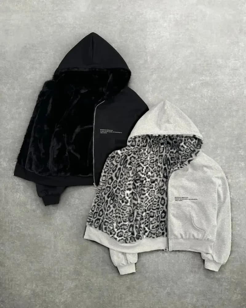 Vêtements léopard double face en automne et en hiver, original Kuaku rétro élégant, sweat à capuche 