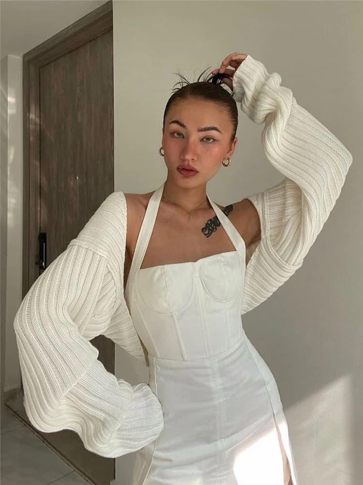 Tossy 2022 nouveau ZA pull haussements d'épaules pour femmes printemps haut court manches longues la