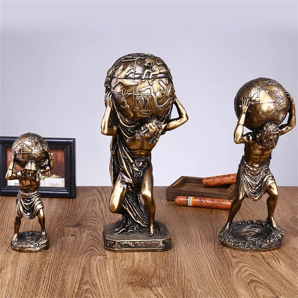 Statue d'Atlas grec de 19,5/29/33 cm, mythologie, Titans, dieu, sculptures et figurines en résine, d