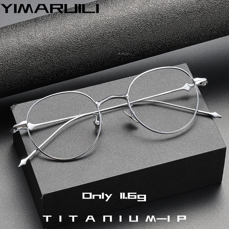 YIMARUILI Rétro Rond Titane Lunettes Cadre Hommes et Femmes Personnalisé Mode Lunettes Optiques cont