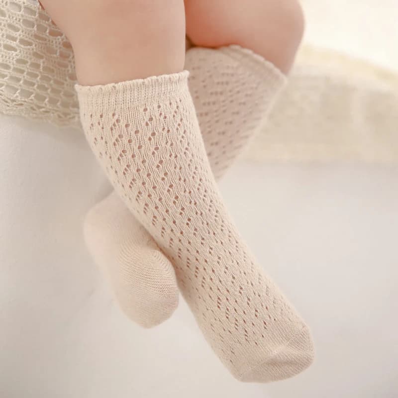 Chaussettes princesse en maille douce pour bébés filles, chaussettes hautes en coton pour tout-petit