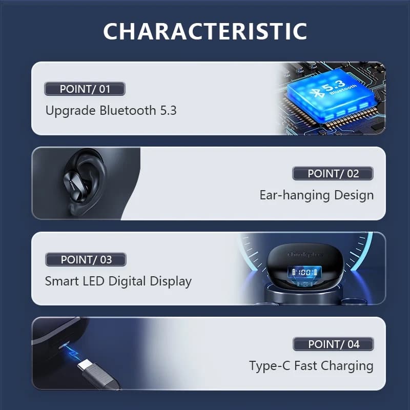 Écouteurs Bluetooth V5.3 originaux Lenovo LP75 TWS, sans fil, affichage numérique LED, réduction du 