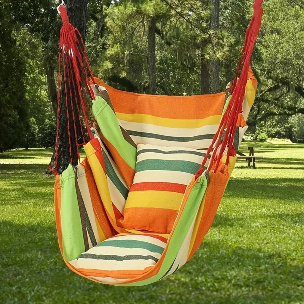Chaise hamac de loisirs en toile, balançoire extérieure relaxante avec conception suspendue, matéria