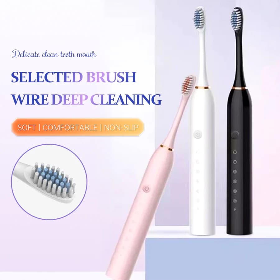 Brosse à dents électrique ultrasonique, Mode Six vitesses, cheveux doux pour la maison, chargement U