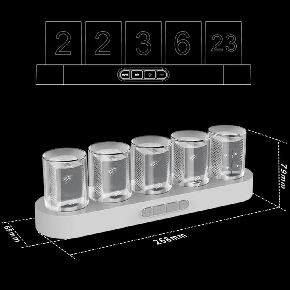 Décorations de table pour salle de jeux - - led tube Luminescent Nixie horloge. Effets lumineux RGB 