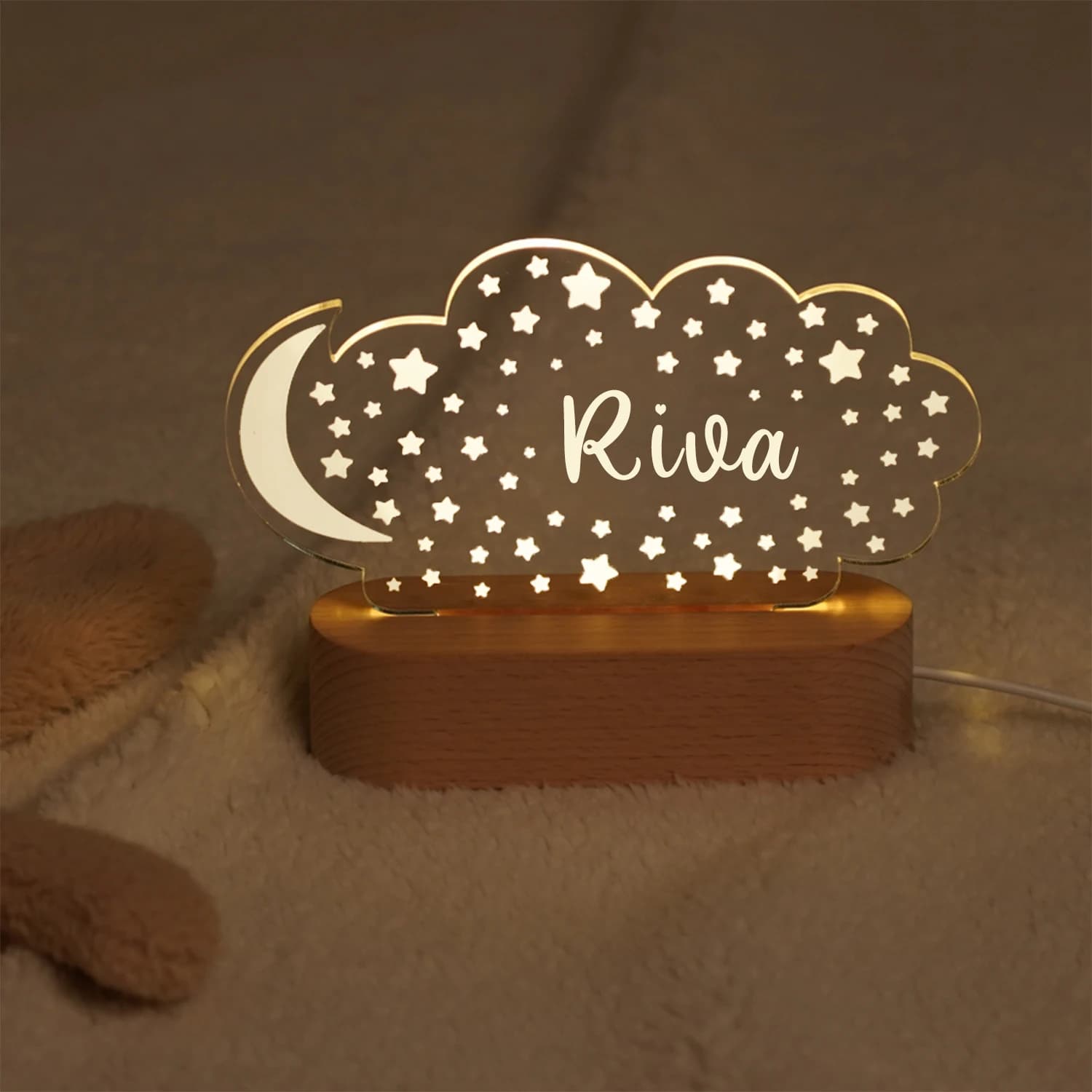 Bébé enfants USB veilleuse personnalisé enfants nom lampe personnalisé pépinière nouveau-né chambre 