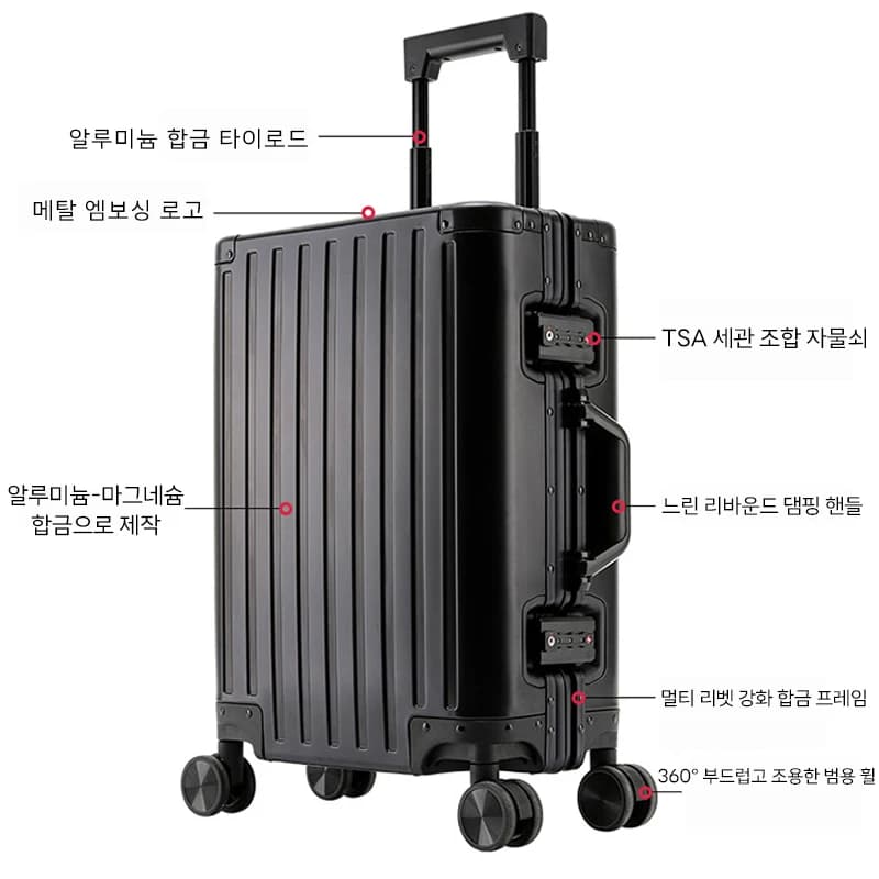 Valise en alliage d'aluminium et de magnésium pour hommes et femmes, étui à roulettes expressément e