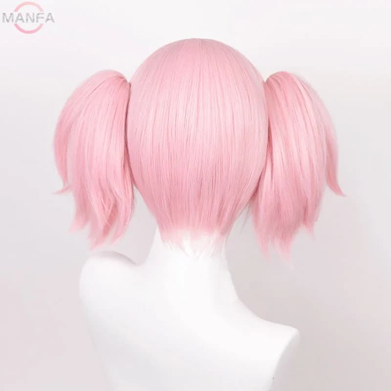 Madoka Kaname Cosplay perruques rose 30 cm pince courte queues de cheval Kaname Madoka Anime perruqu