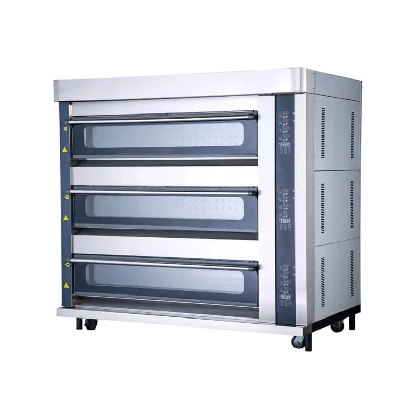 Four à sole au gaz commercial 3 niveaux 6 plateaux pour boulangerie, pain, pizza, gâteaux – Équipeme