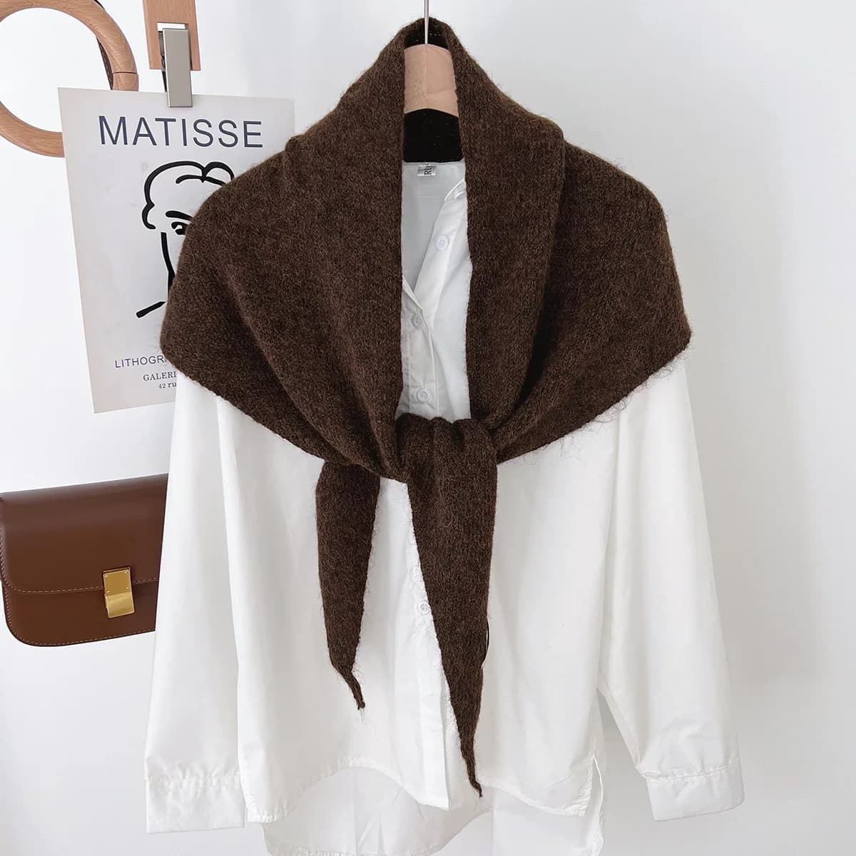 Laine hiver écharpe pour femmes chaud triangle tricot foulards Hijab solide dame châle enveloppement