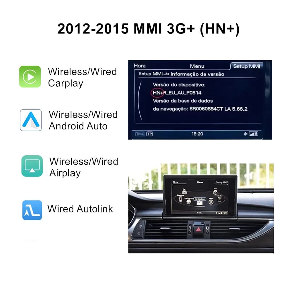 CARABC CarPlay sans fil pour Audi A6 A7 2012-2018, compatible Android Auto, Mirror Link, Airplay, na