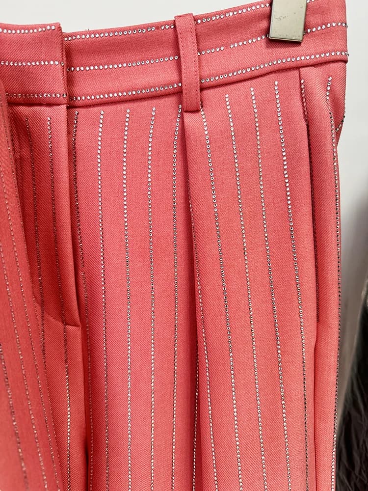 Ensemble de costume de créateur HIGH STREET, nouveauté 2026, pour femme, blazer à un bouton, rayures