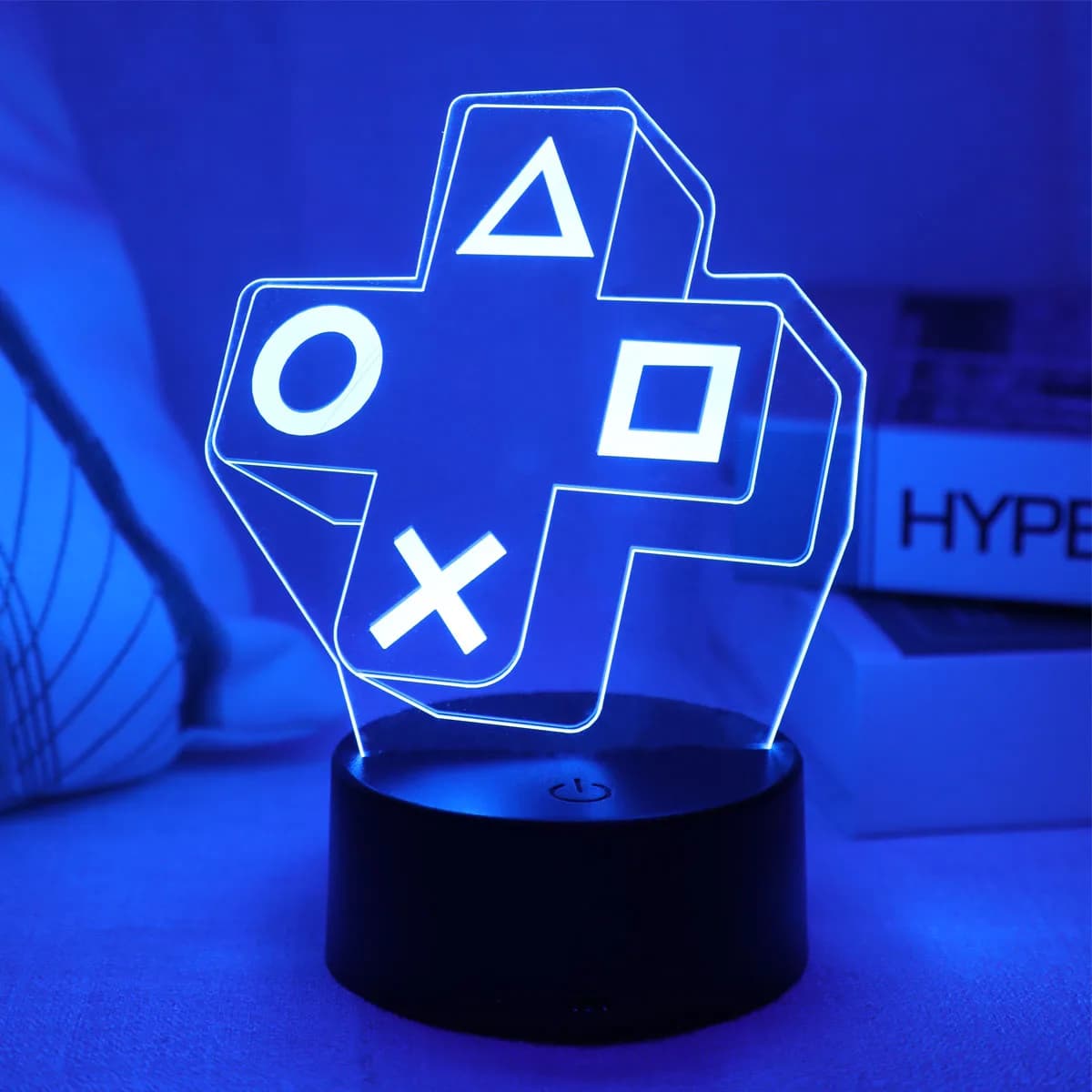 1PC expérience de jeu bouton croisé 3D veilleuse tactile coloré lumière LED chambre décoration atmos