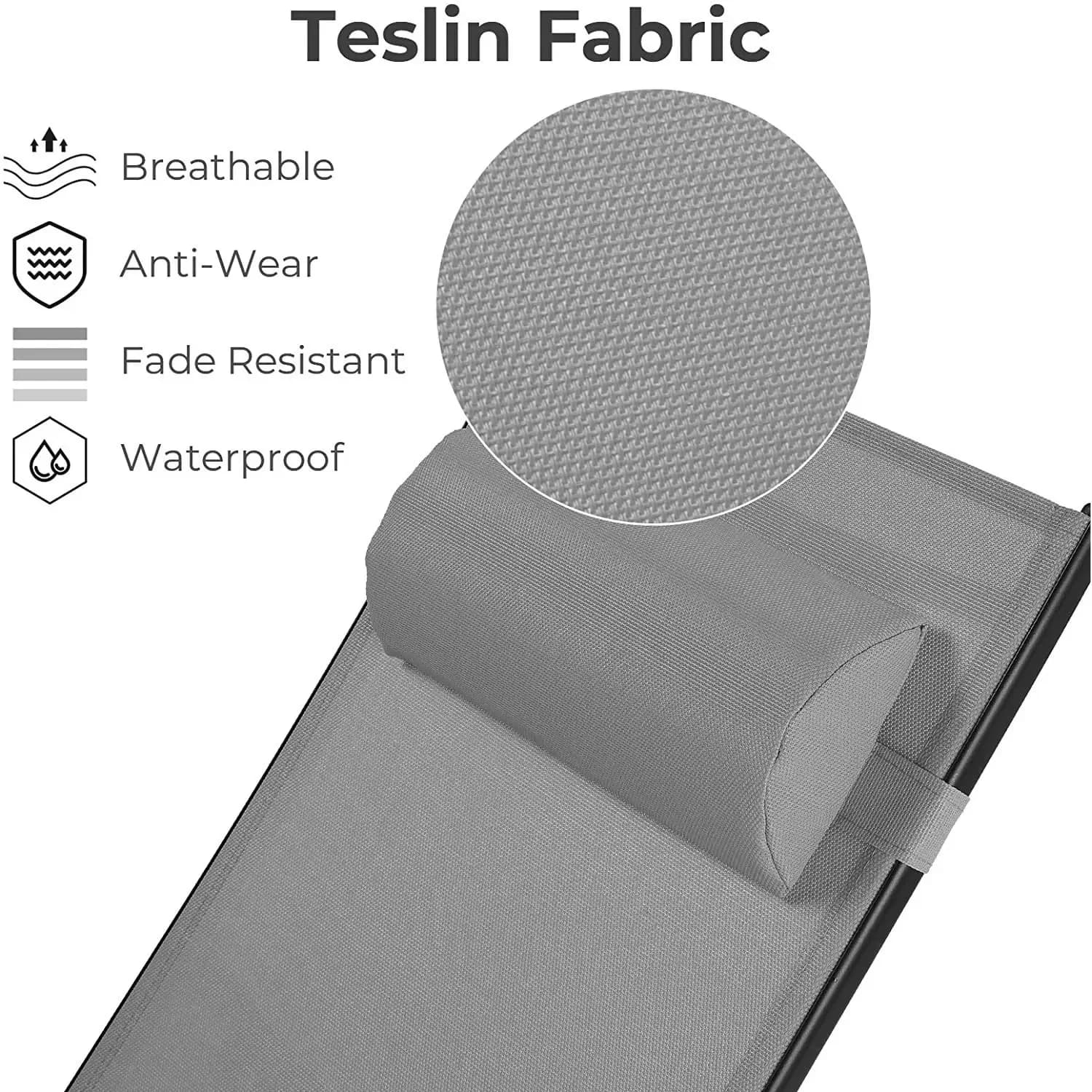 Chaise longue en aluminium pour l'extérieur, 5 positions réglables, table, piscine, jardin, plage, c