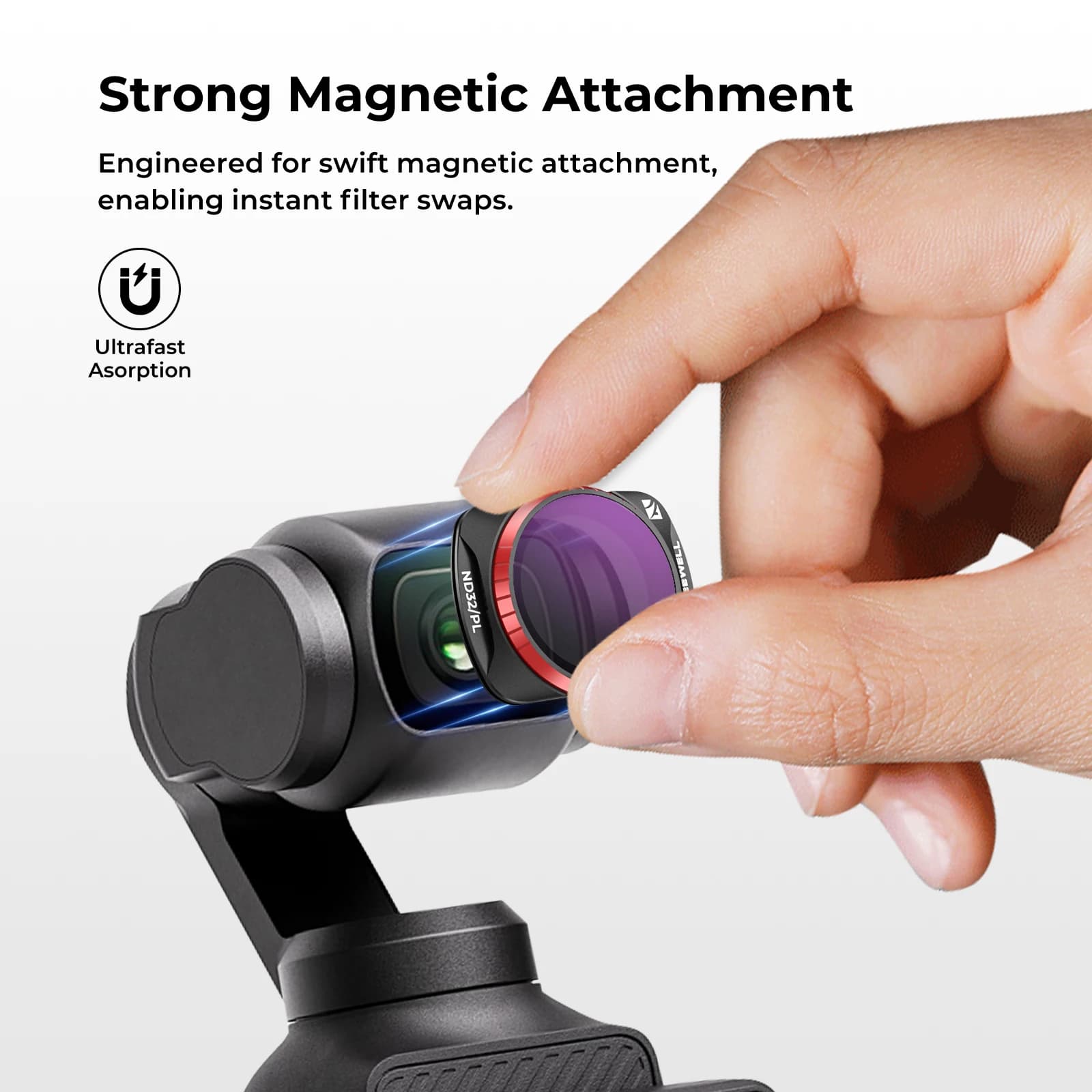 Freewell filtre magnétique ND/PL, 4 pièces, pour caméra DJI Osmo Pocket 4/Pocket 3, installation san