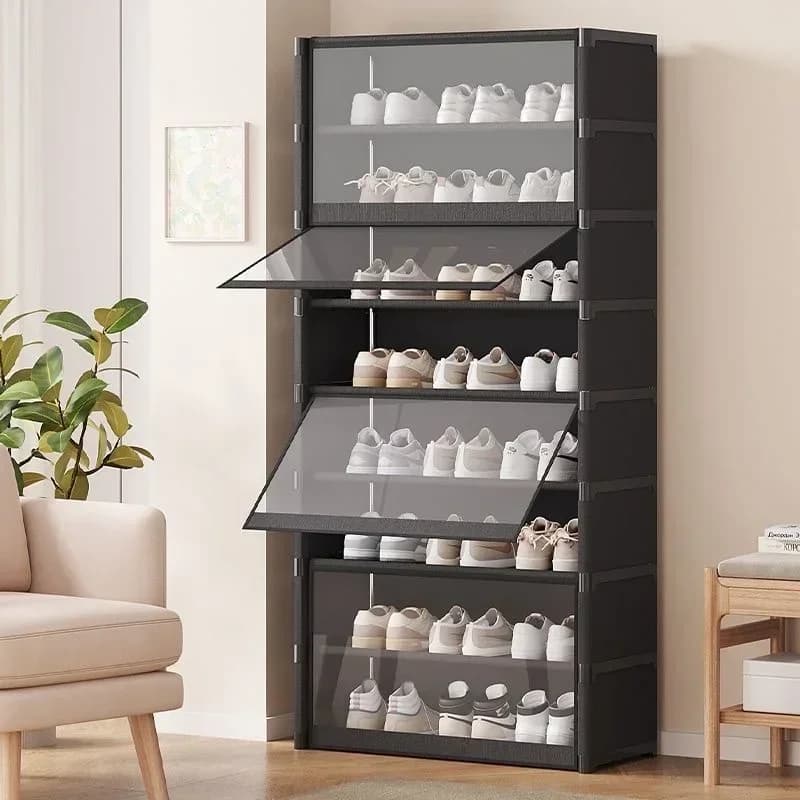 Étagère à chaussures multicouche, anti-poussière, Design Transparent, petits espaces, organisateur d