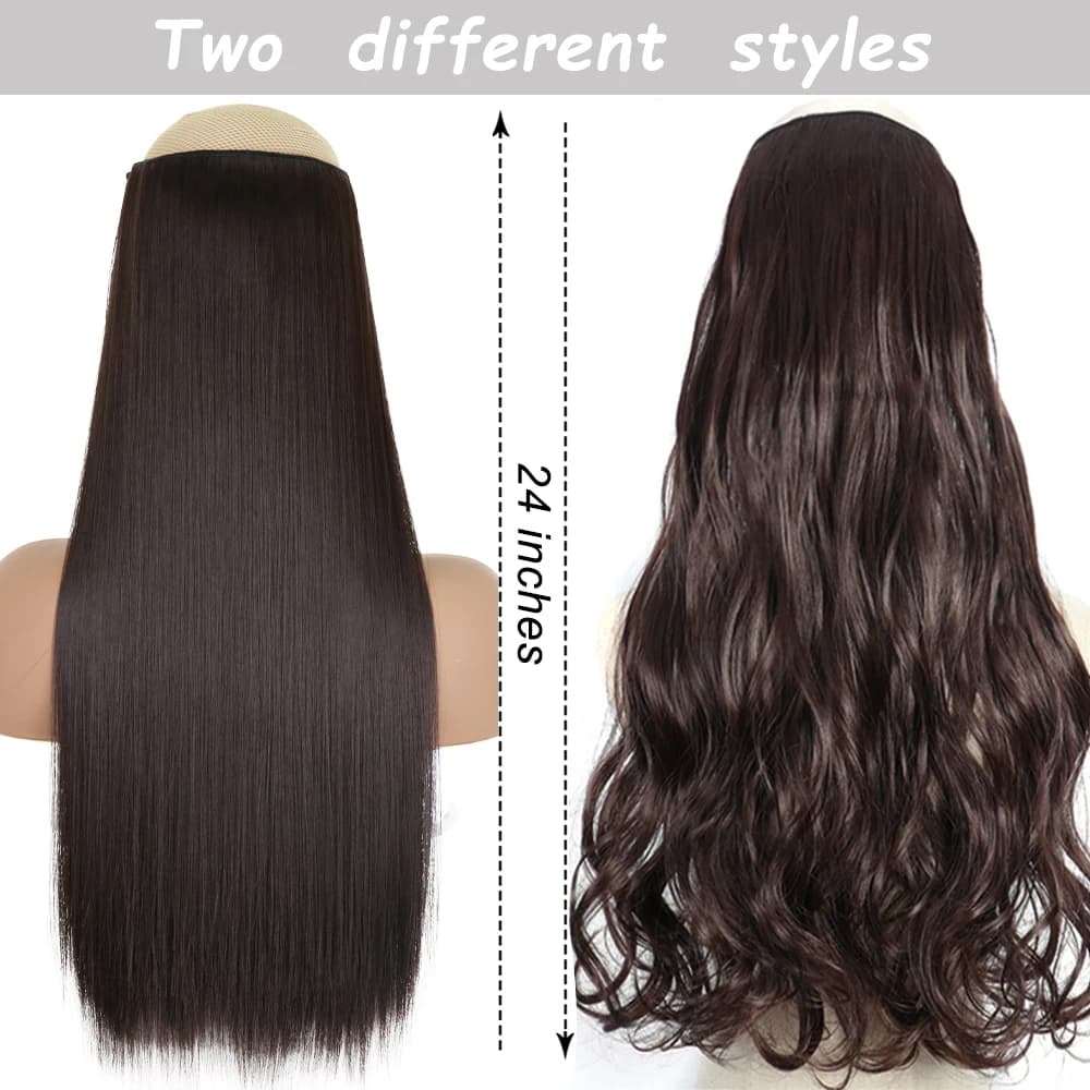 Extension capillaire synthétique longue et lisse à Clip, 5 Clips, faux cheveux blonds, bruns et noir