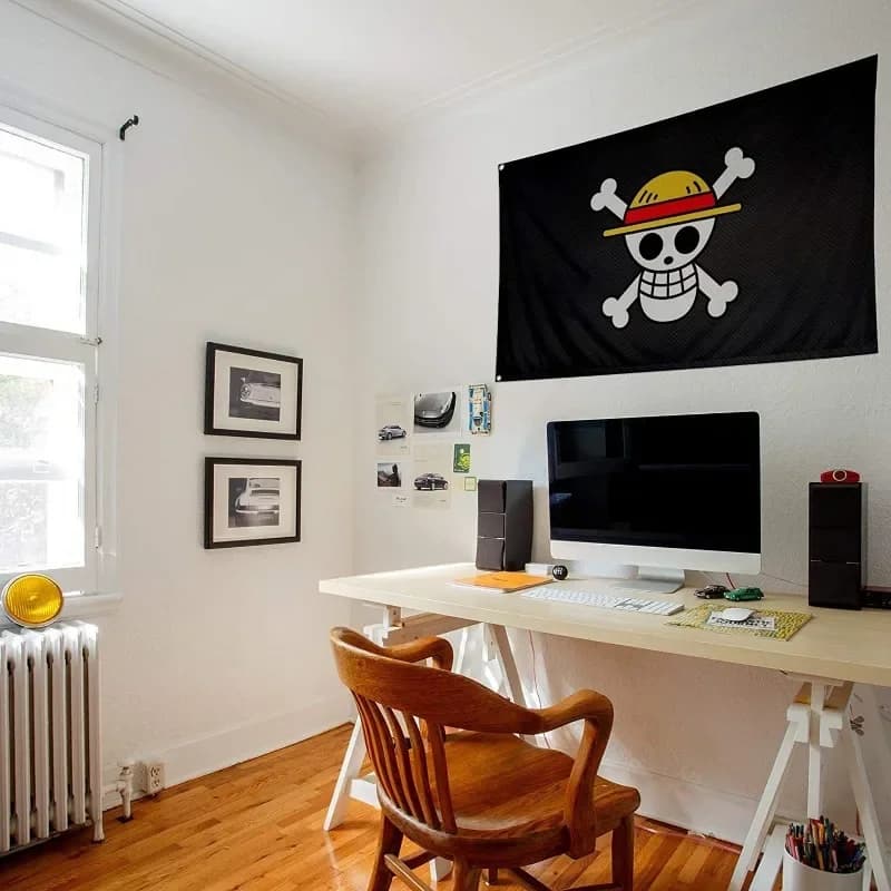 Une pièce 90*150CM Polyester Pirate singe D. Luffy crâne drapeau une pièce chapeau de paille pirates