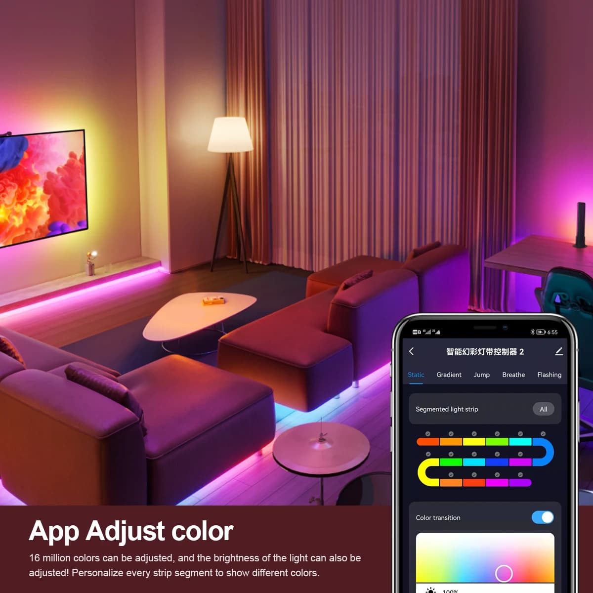 Contrôleur RGBIC LED Wifi 12V/24V, application Tuya, fonctionne avec Alexa/Google Home/vie intellige