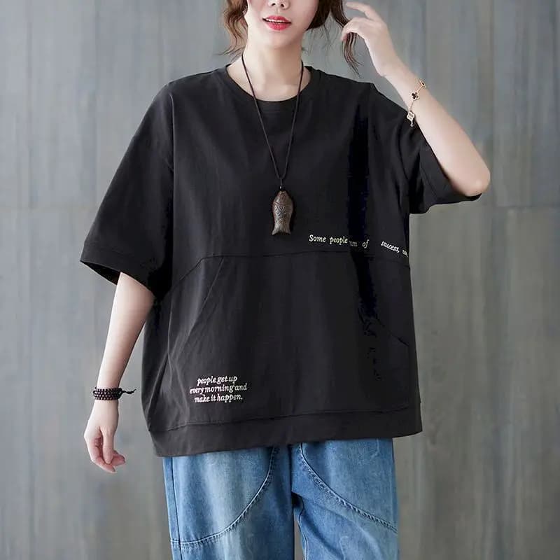 T-shirt à manches courtes pour femmes, 98% coton, mode, broderie, niche, décontracté, été