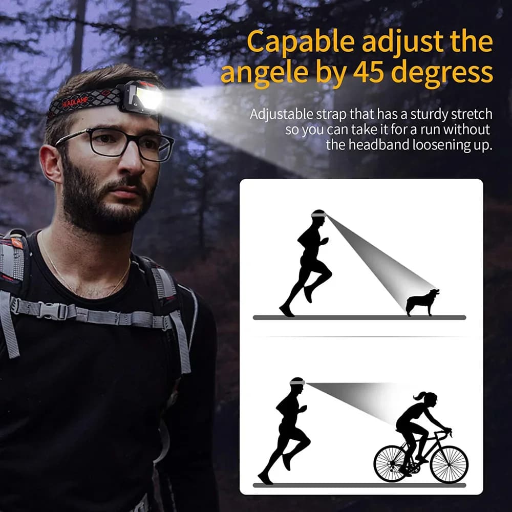 6 Modes capteur de mouvement XPE + COB LED lampe frontale lampe de poche USB Rechargeable étanche Ca