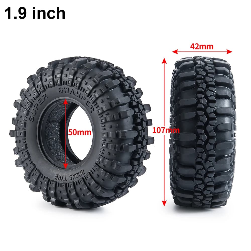 MIBIDAO 1.9 "/2.2" pneus en caoutchouc roue roche pneus pour 1/10 Axial SCX10 90046 TRX4 D90 D110 RR