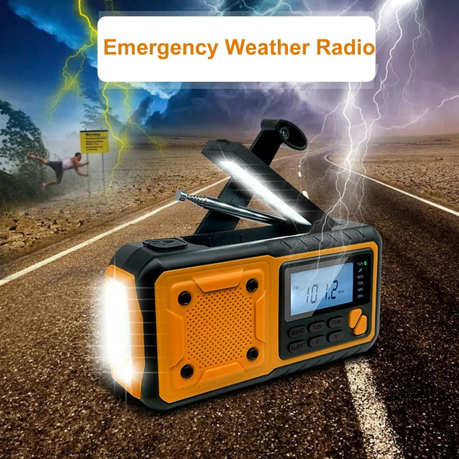 LOTOTG Portable d'urgence énergie solaire Radio manivelle charge AM/FM météo Radio Led lecture lampe