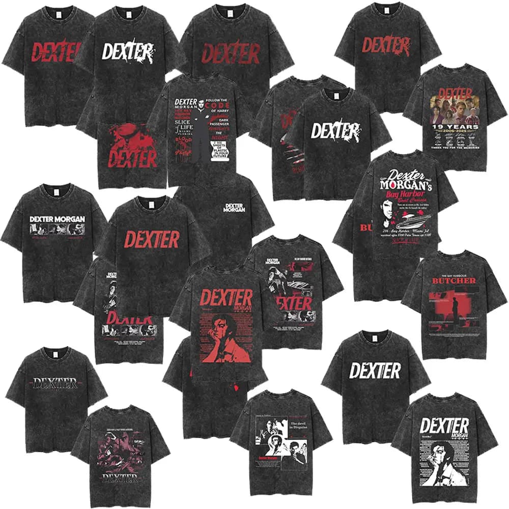 TV Play Dexter Morgan Lavé Vintage T-shirts Hommes Femmes Rétro Surdimensionné Manches Courtes T-shi