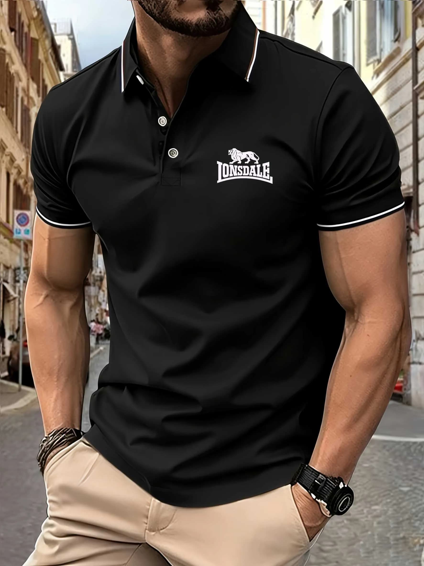 Nouveau polo à manches courtes pour hommes de haute qualité avec imprimé lion - T-shirt d'été à la m