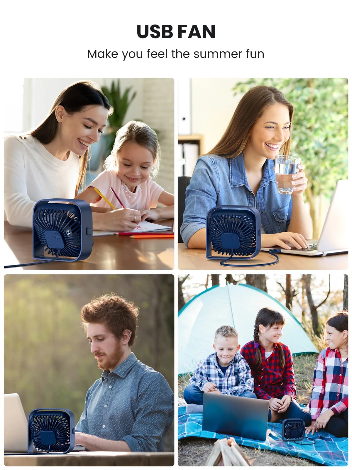 TOPK Mini ventilateur Portable USB ventilateur de bureau Table flux d'air fort et fonctionnement sil