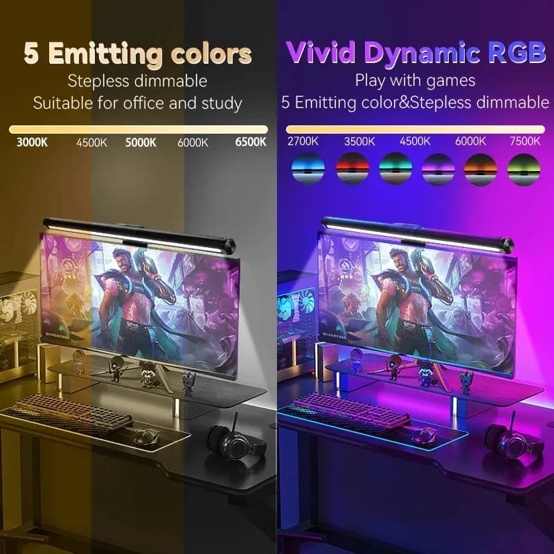 Lampes de bureau Led à gradation continue pour moniteur d'ordinateur, barre lumineuse de lecture USB