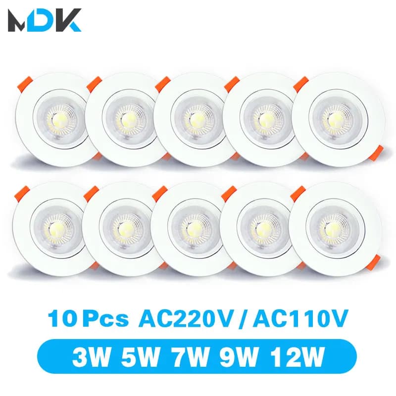 Spot Lumineux LED Rotatif à Angle Réglable pour le Plafond, Éclairage d'Nikde Couleur Blanche, 5/7/9
