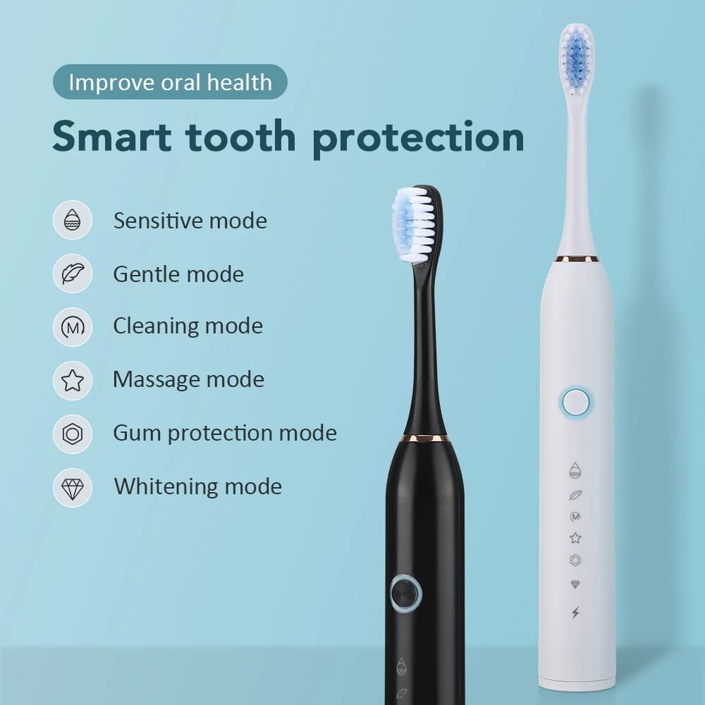 Brosse à dents électrique pour brosses à dents, 6 Modes, nettoyeur de blanchiment des dents, étanche