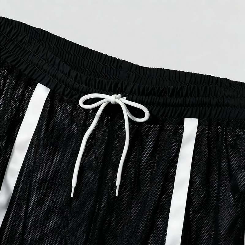 Short Sexy transparent en maille pour hommes, mode Patchwork avec cordon de serrage, short de plage,