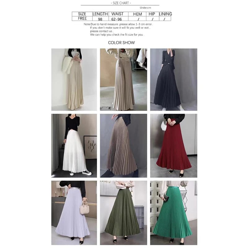 Jupe longue plissée unie taille haute pour femme, nouvelle collection automne 2026, mode décontracté