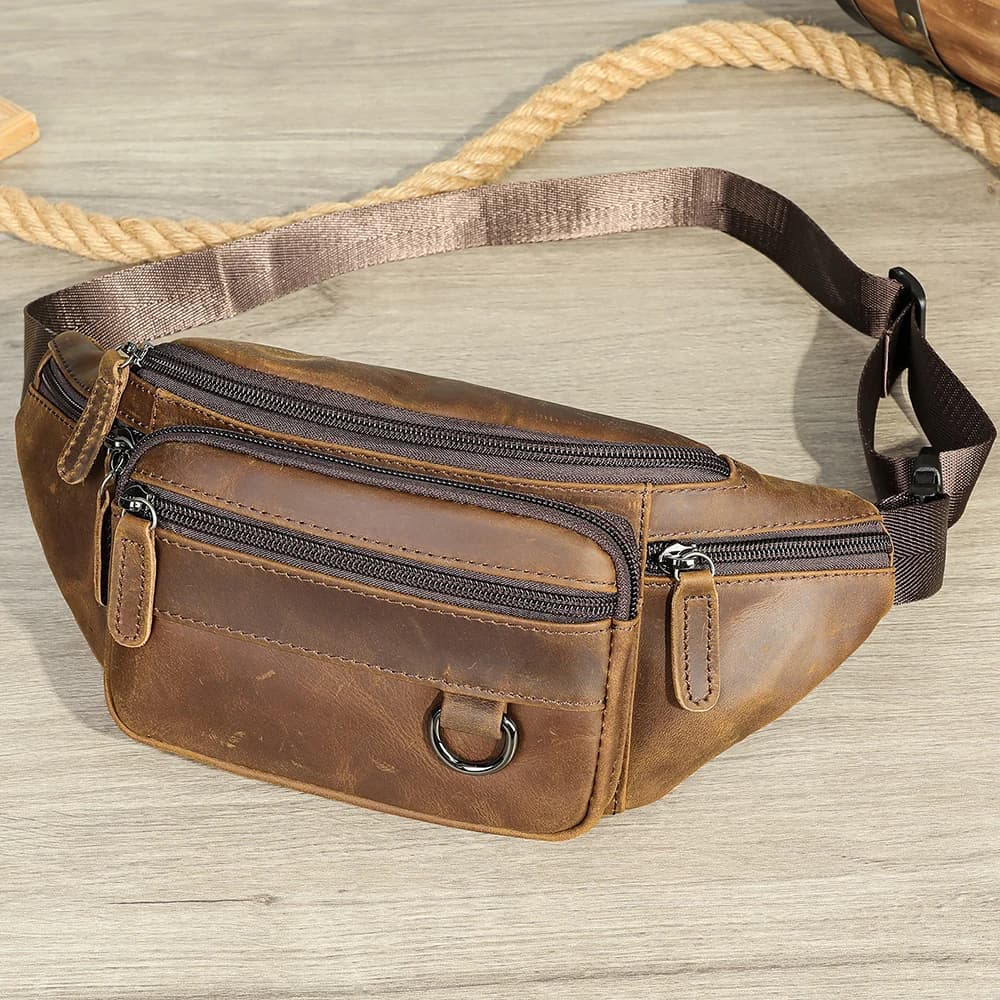 WESTAL-Sacs de ceinture en cuir de cheval en cuir véritable pour hommes, sacs à bandoulière pour tél