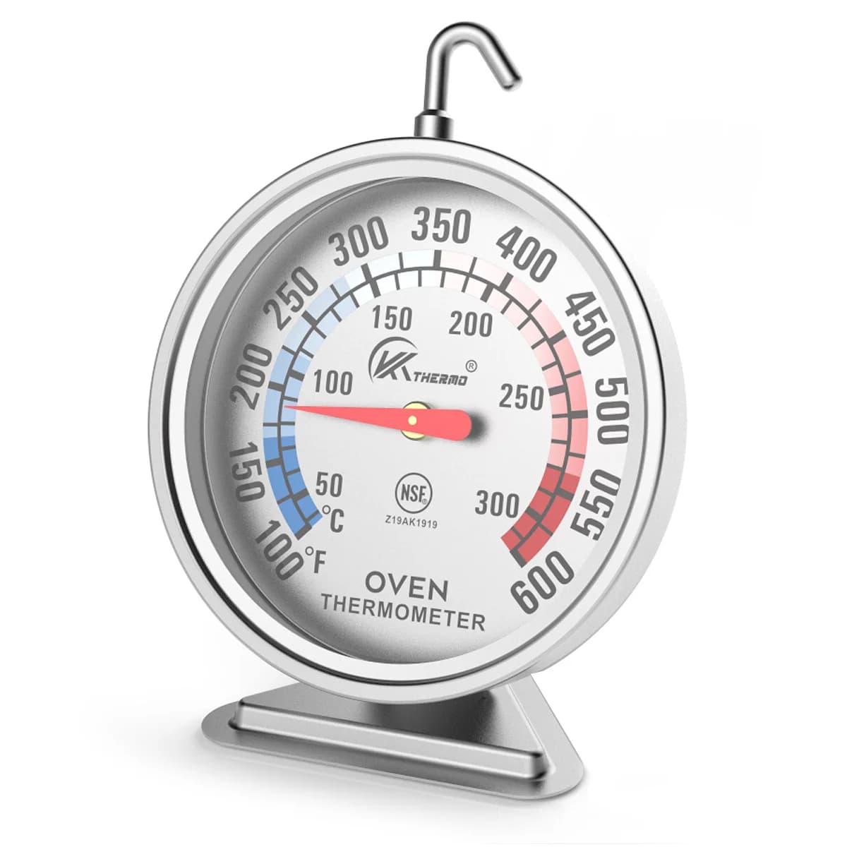 Thermomètre de four en acier inoxydable 50-300 ° C avec grand cadran et crochet – Pour la cuisson, l