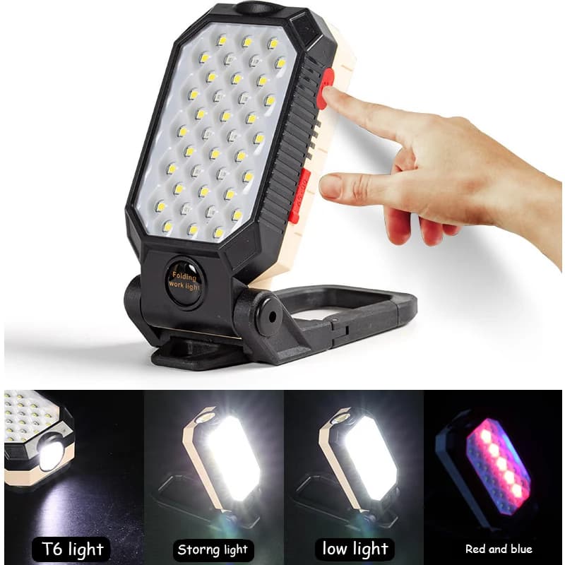 Projecteur de travail multifonction, lampe de poche éblouissante, batterie intégrée, affichage de la
