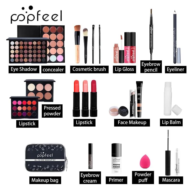 POPFEEL-Kit de Maquillage Tout-en-Un pour Femme, Ensemble Complet, avec Fard à Paupières, Eyelblogue