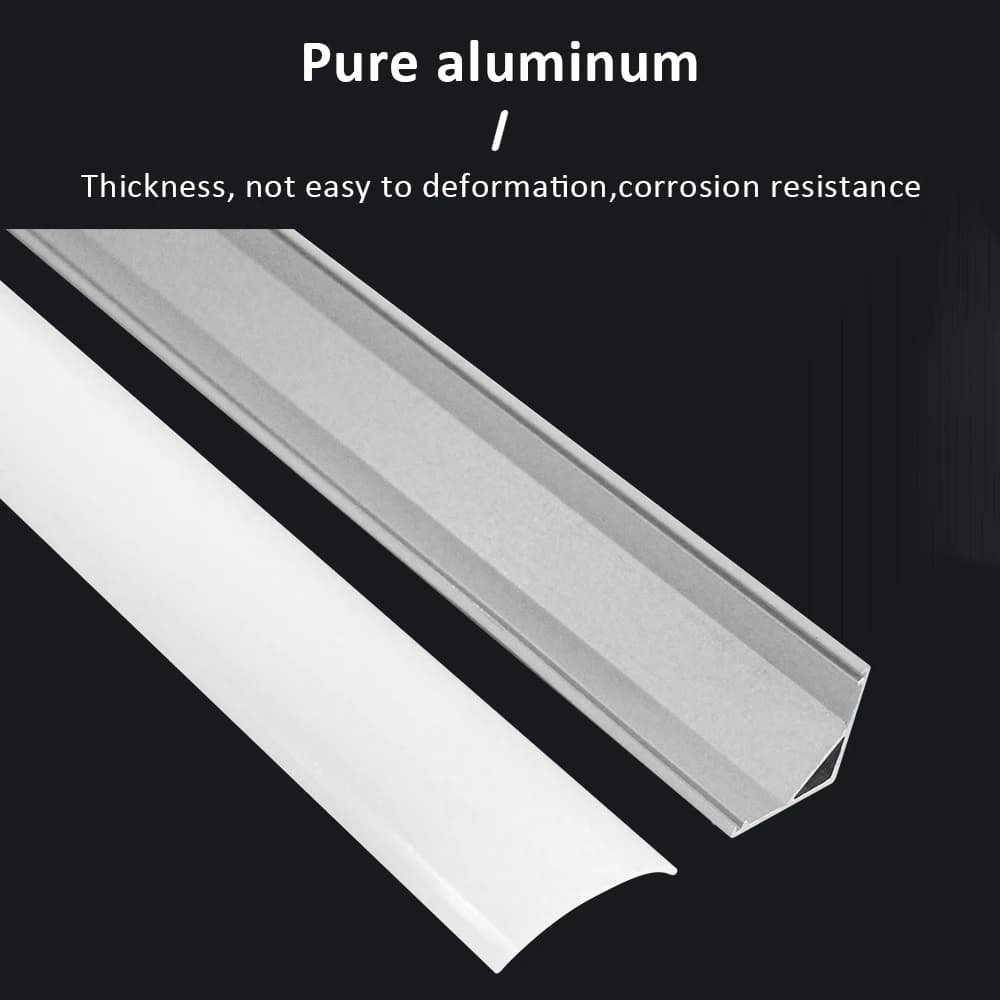 Profilé aluminium pour éclairage LED, 50CM, 8mm, 10mm, forme en V, boîtier noir et argent, décor de 