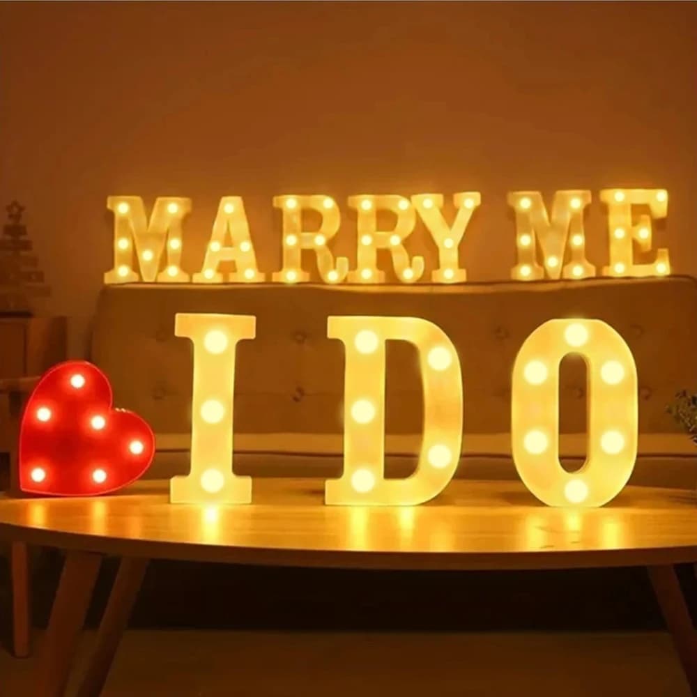 Lampe LED Colorée avec 26 Lettres Anglaises, Design, pour Mariage, Anniversaire, Proposition, Confes