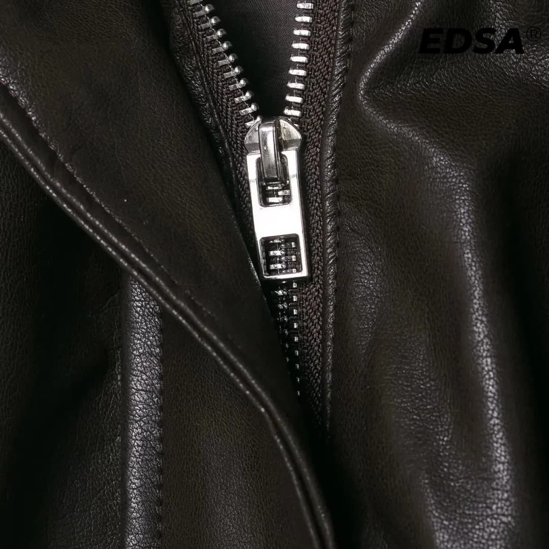 EDSA femmes veste de bombardier en cuir PU manteau pour printemps automne femme côté fermeture éclai