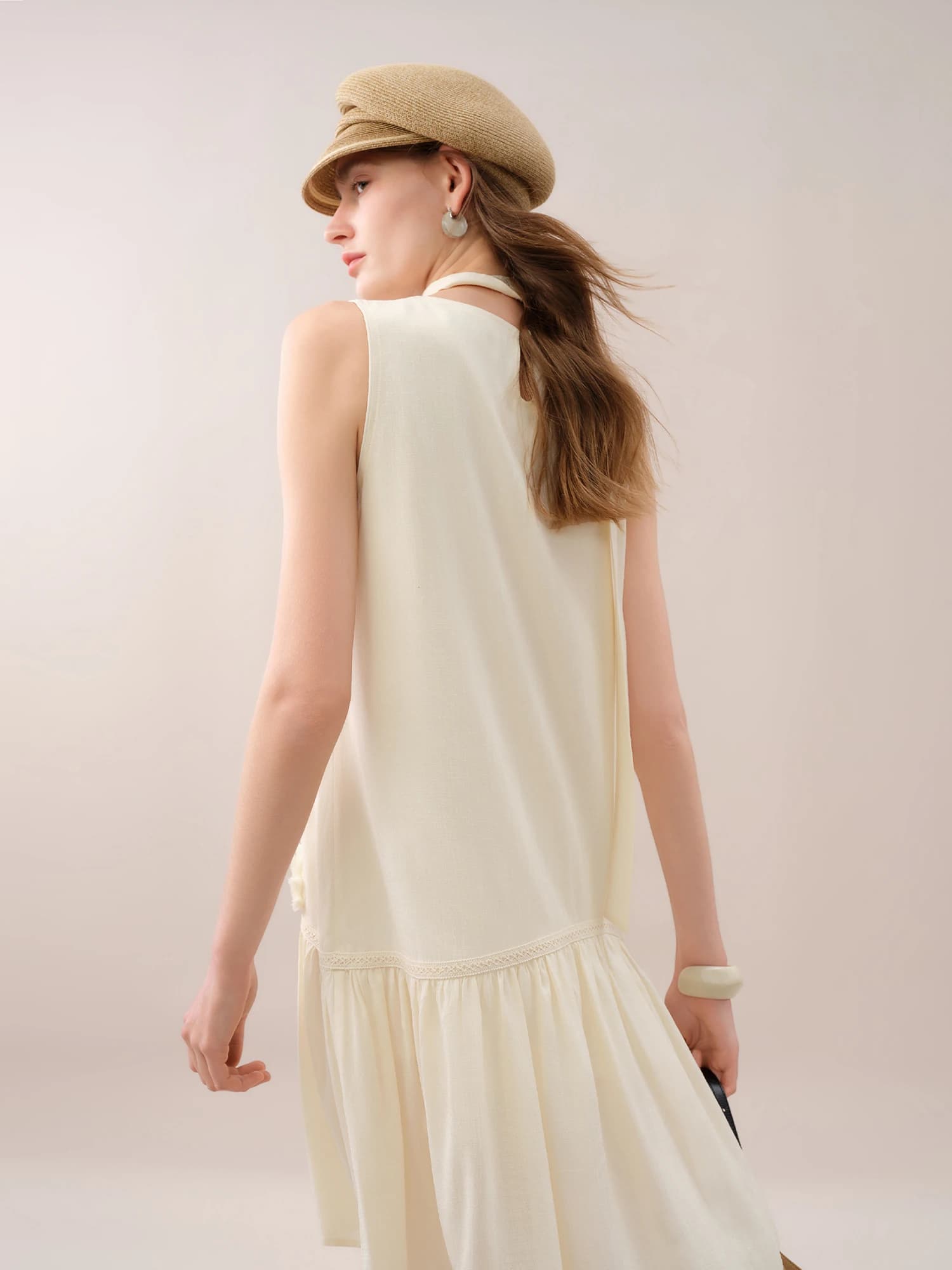 FSLE 【Série Premium】 Robe mini sans manches exquise perlée à la main pour femme, chic, élégante, pou
